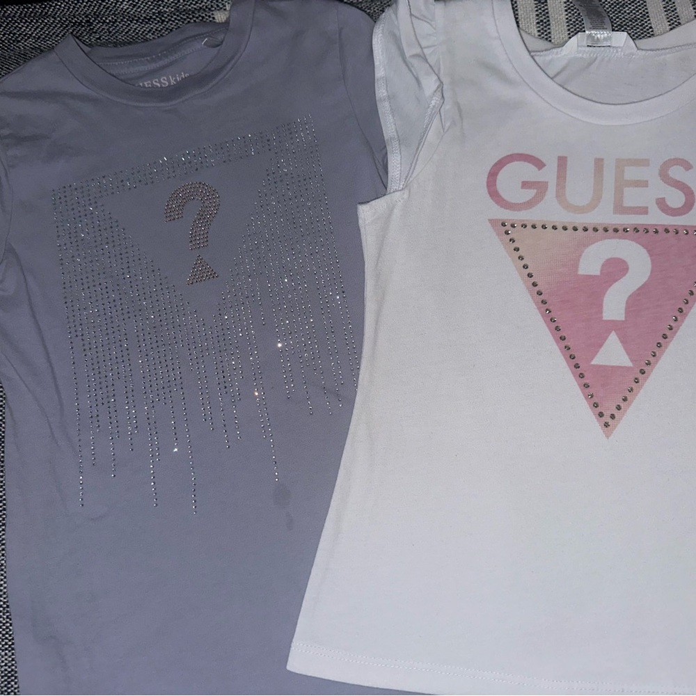 GUESS Kids' Purple and White Short Sleeve Tees